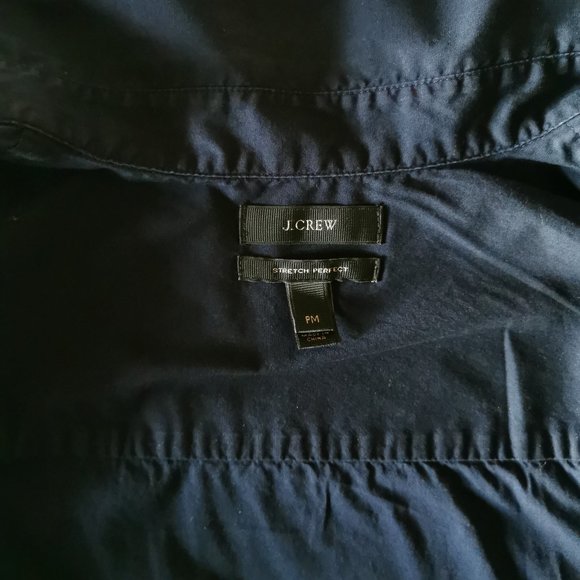 Women's J. Crew navy buttoned shirt long sleeve size PM petite medium - Picture 4 of 5